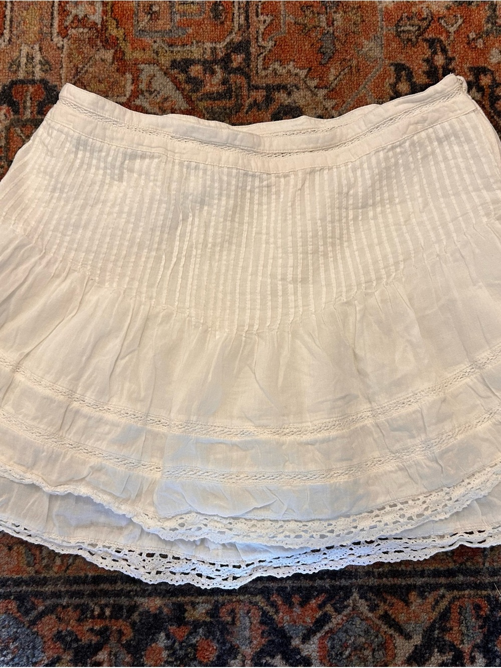 Free People White Tiered Lace Mini Skirt